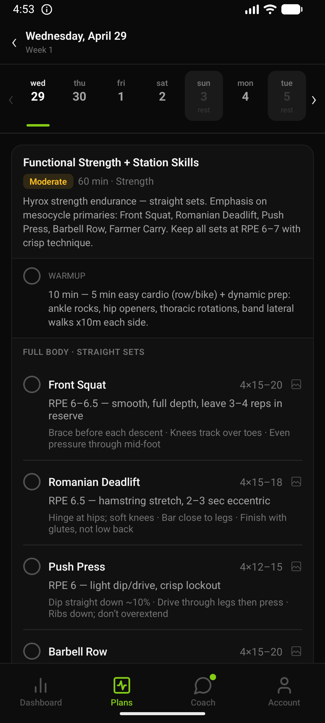 Strength training session